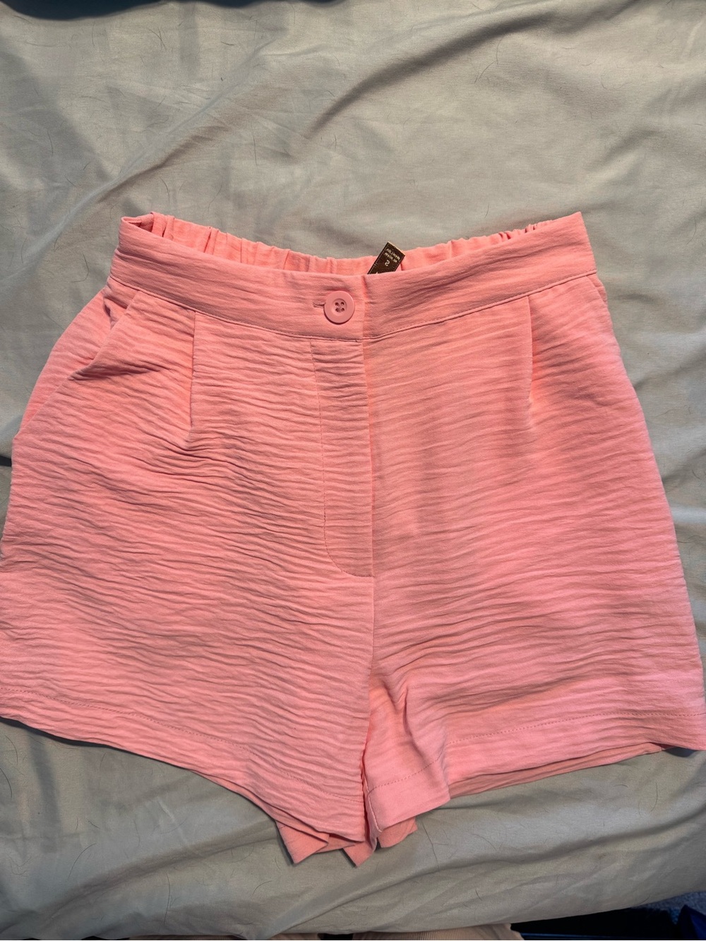 Zenana Airflow Light Pink High-Waist Textured Shorts